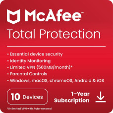 McAfee Total Protection 2023, 10 Multi-Devices, 1 Year, DIGITAL DOWNLOAD